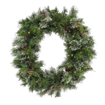The Holiday Aisle® Glistening Pine Wreath with LED Lights