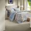 Ensemble de literie pour lit simple TG 5 pièces d'inspiration rétro, motif floral bleu beige