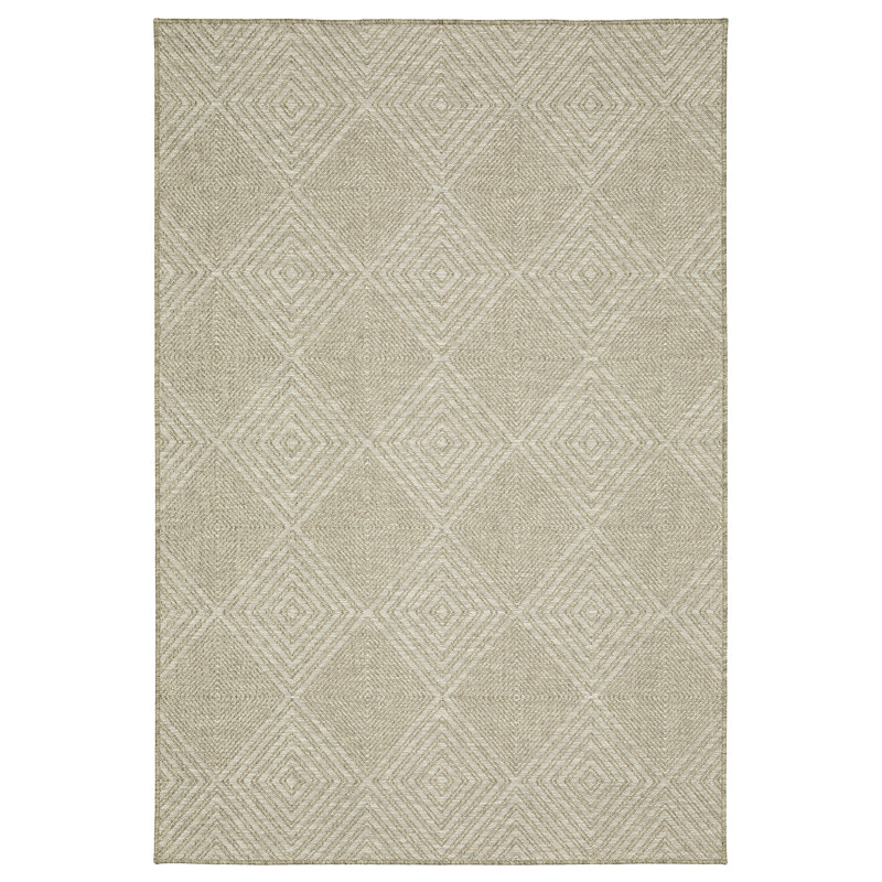 Tapis intérieur / extérieur en polypropylène tissé à la machine Jessiejames - brun / gris, Rectangle 6 pi 7 po x 9 pi 2 po