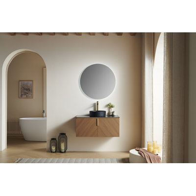 Floating Vanity with Vessel Sink