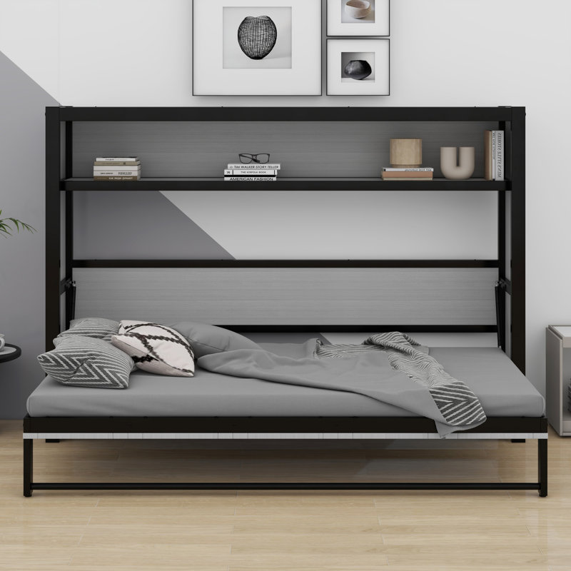 Lit escamotable avec tablettes Murphy, Gris