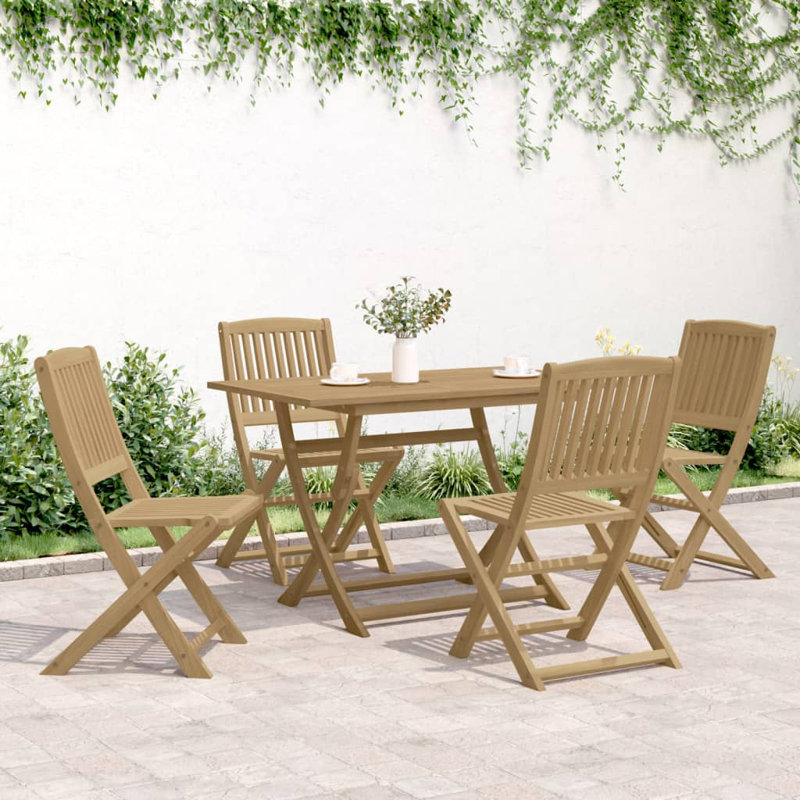  Outdoor Dining Set Garden Dining Set Table and Chair Solid Acacia Wood, 5, 4