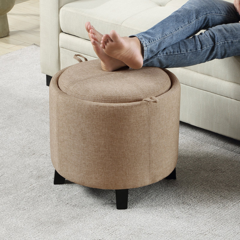 Otsie Storage Ottoman with Reversible Tray, Tan