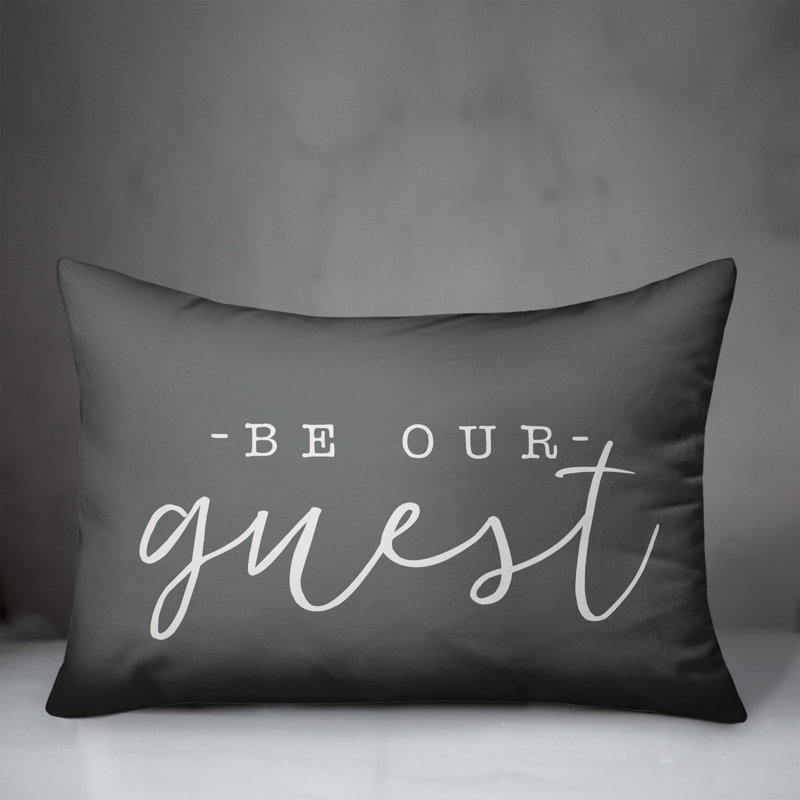 Textual Outdoor Throw Pillow, Dark Gray/White