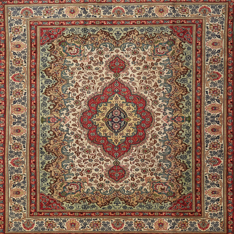 Gandhi Traditional Red/Green Area Rug, Square 5'