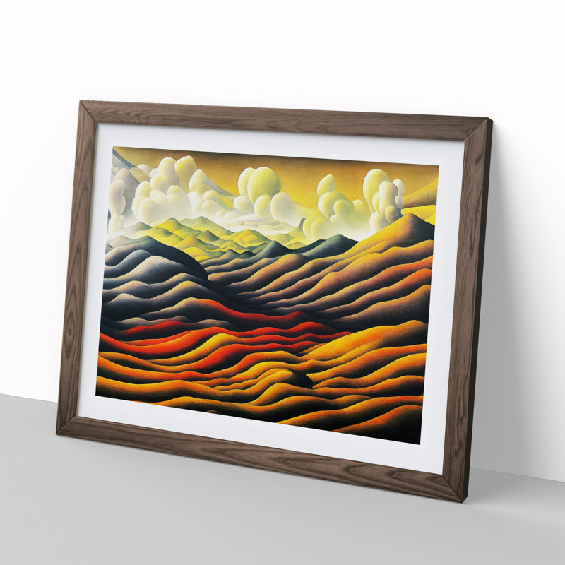 Mountain Landscape - Single Picture Frame Print, 25cm H x 34cm W x 2cm D, Walnut Framed
