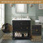 Meuble-lavabo de 24 po au design rétro avec lavabo en céramique standard, noir, 2 tiroirs et tablette ouverte, disposition de plomberie personnalisée, facile à nettoyer-130830792-130830797