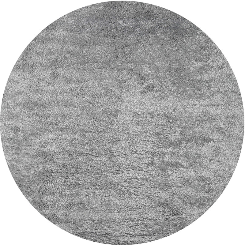 Tapis contemporain gris, Rond 6 pi