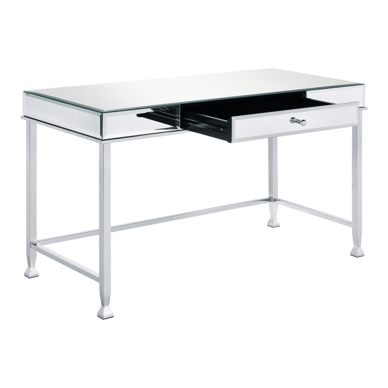 Lillyann 1 - Drawer Writing Desk with Mirrored Top, Mirrored