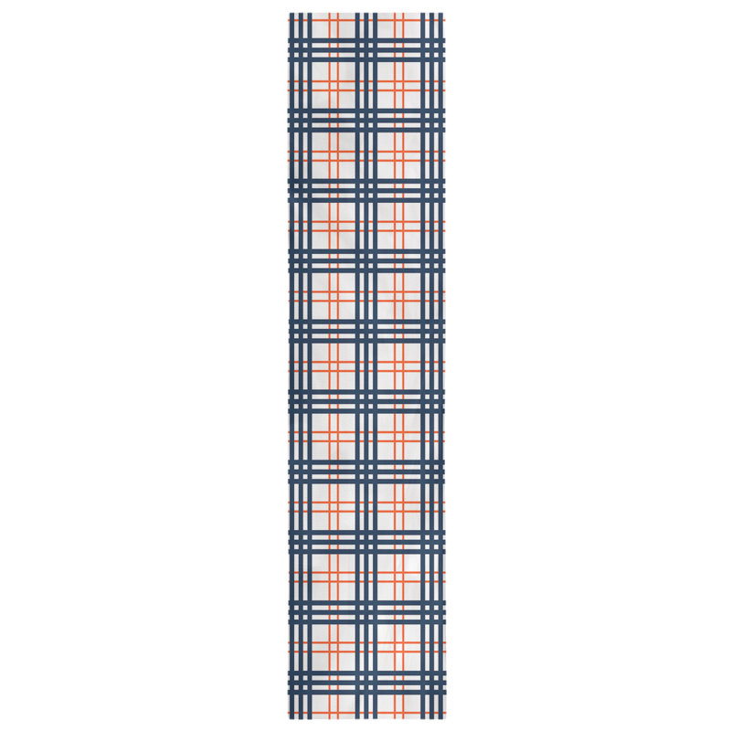 Paid Polyester Table Runner, 90" L x 16" W, White/Orange/Blue