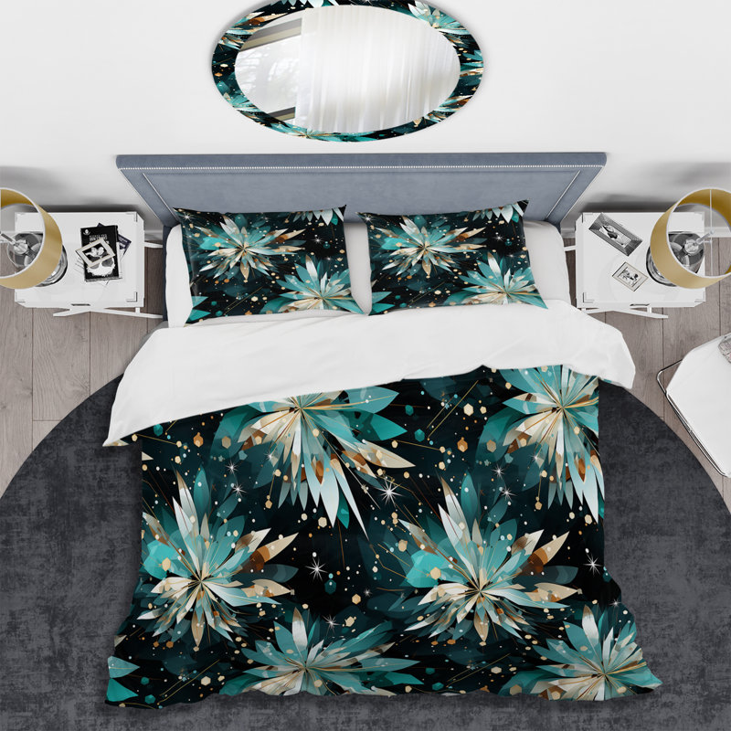Ensemble de housse de couette Crystal Diamond Flowers Glamour Dream I, Housse de couette pour très grand lit et 2 très