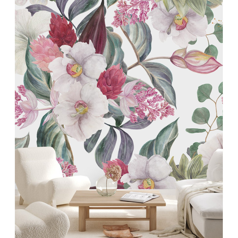 Floral Wall Mural, 8.33' W x 8.33' L