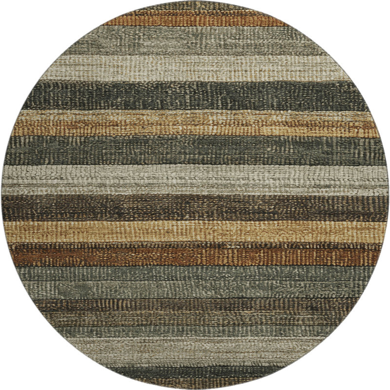 Premium Machine Washable Medena AMF1865 Stripes Rug, Round 8'