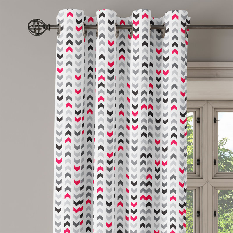 Rideau décoratif à œillets 2 panneaux Dakota Fields, 50 po x 96 po, rose vif, gris, blanc, L 50 po x L 96 po