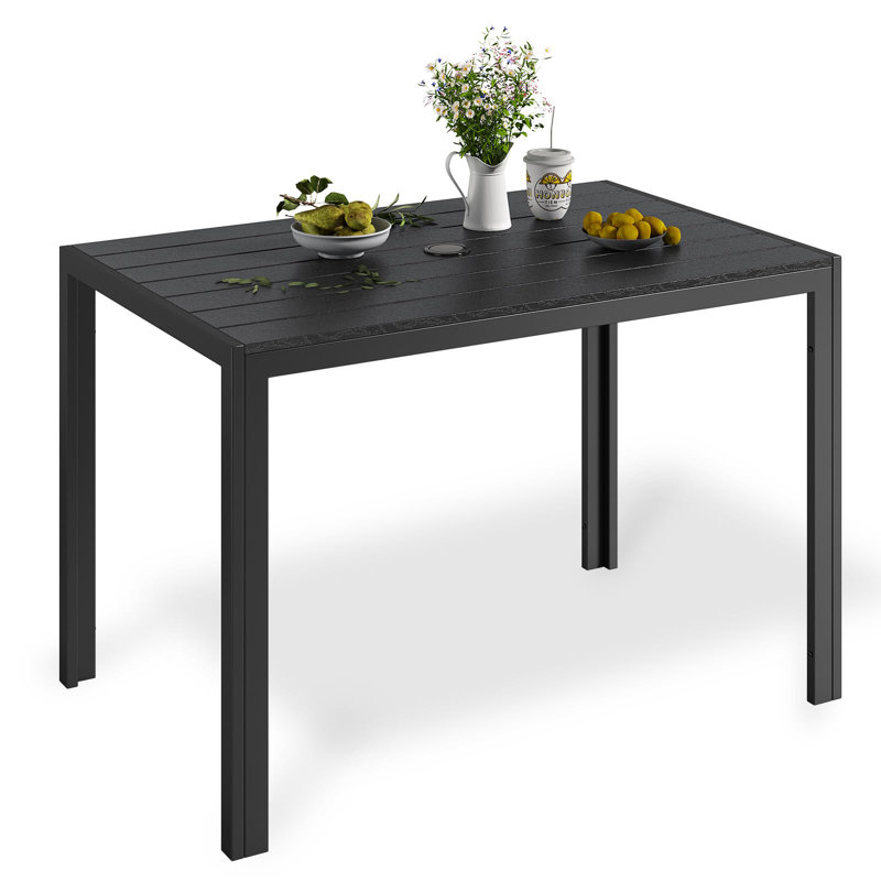 Rectangular Outdoor Bistro Table With Umbrella Hole , 110cm cm W 70cm cm D