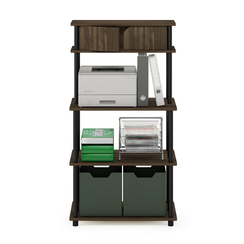 Turn-N-Tube Multipurpose Printer Stand Storage Shelf with Cabinet, Columbia Walnut/Black