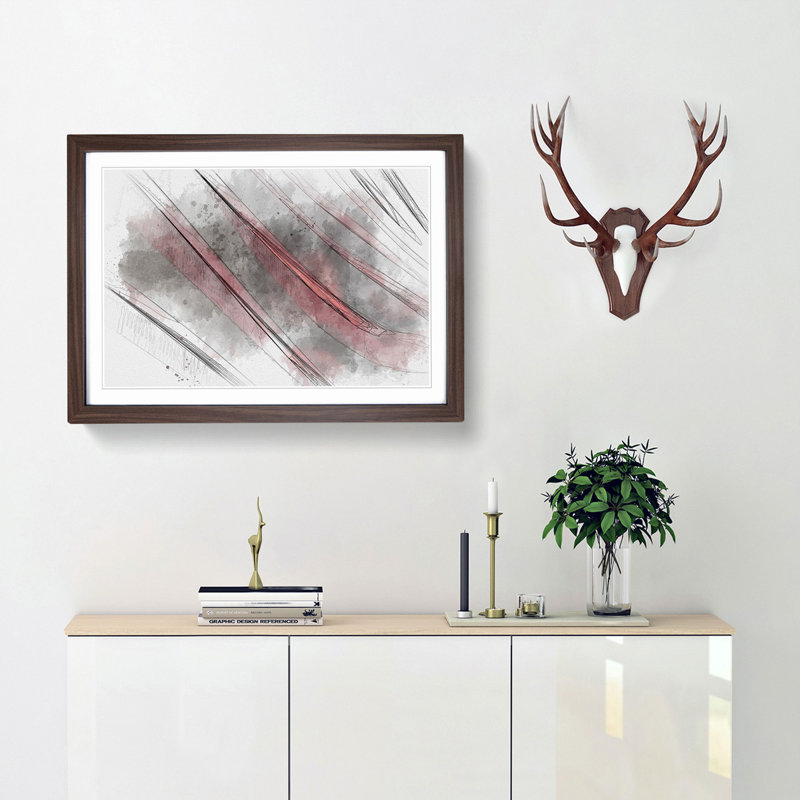 Architecture Sketch Vol.26 in Abstract - Picture Frame Graphic Art Print, 62cm H x 87cm W x 2cm D, Walnut Framed