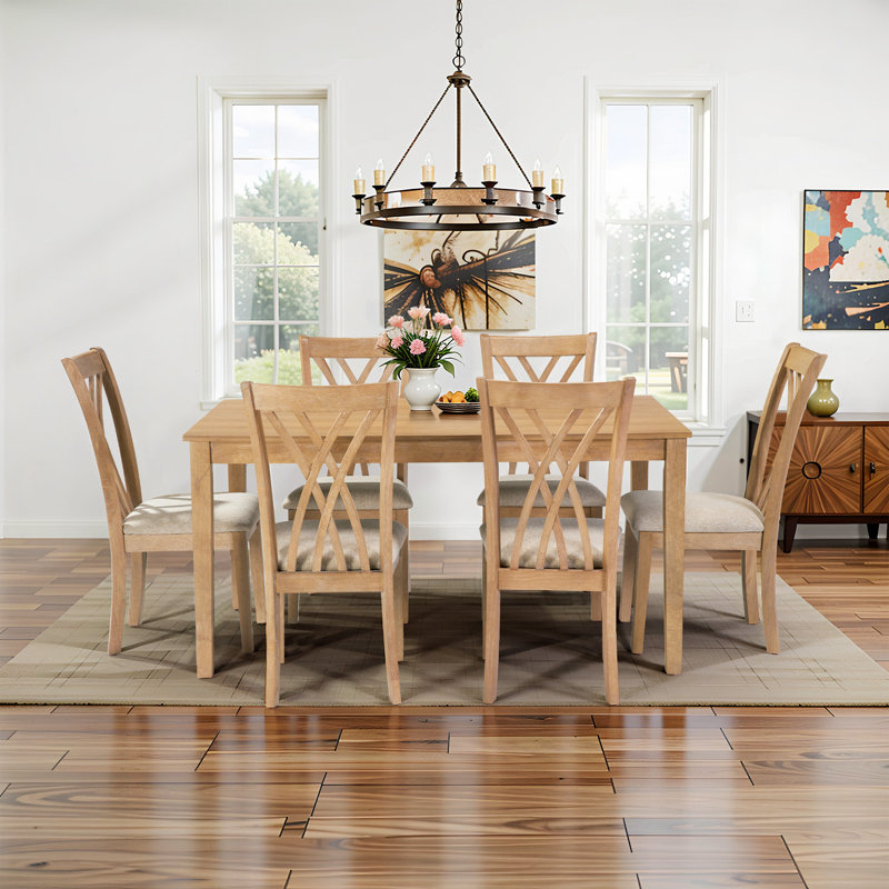 Kwabna 7-Piece Dining Table Set with Rubber Wood