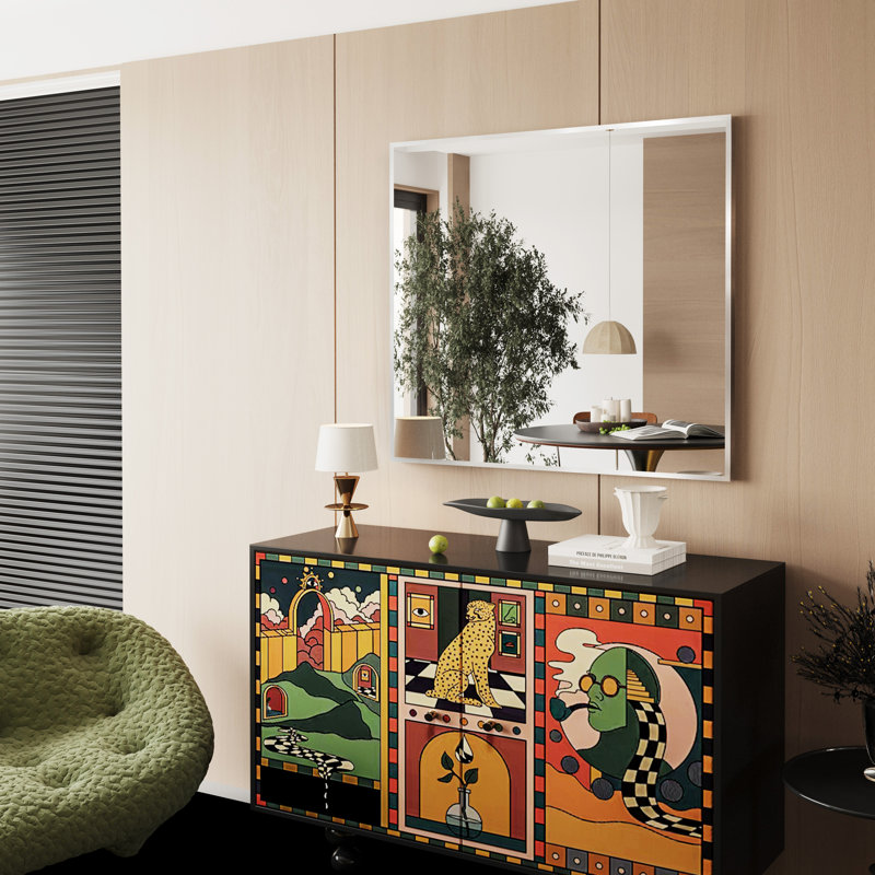 Miroir d'appoint Lesamuel, Nickel brossé, Rectangulaire, 32 po x 36 po