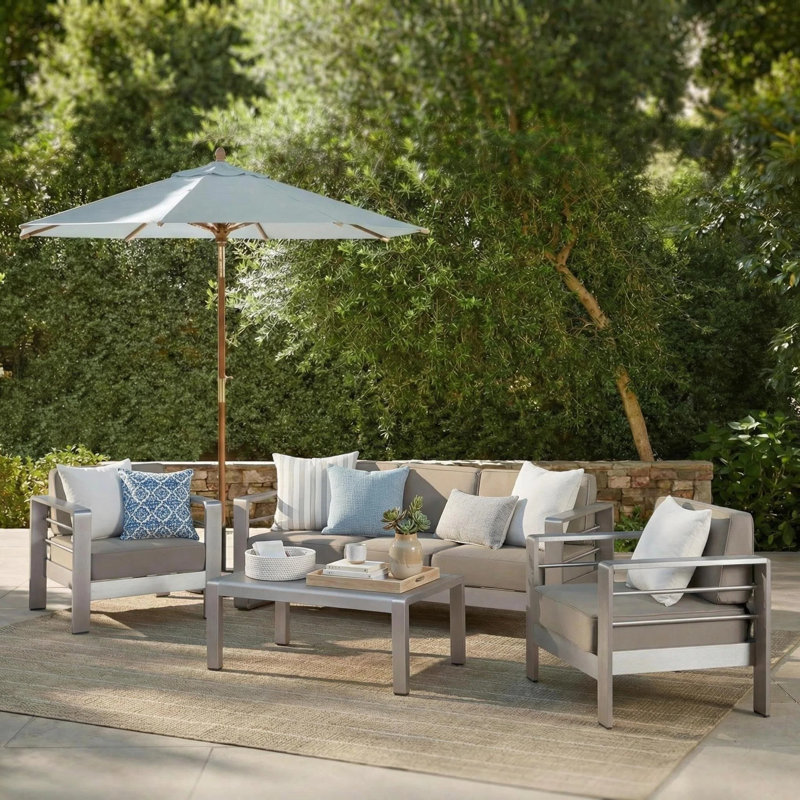 Caggiano 4 Piece Sofa Seating Group with Cushions