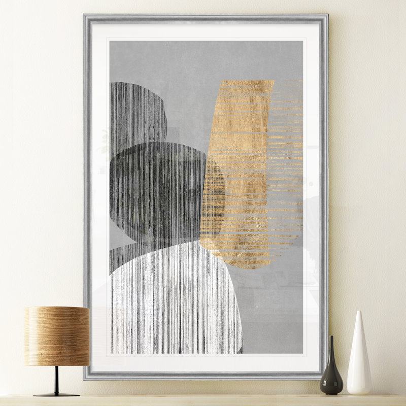 Baughman Adjacent Shapes II - reproduction sur toile, H 30,5 po x l 42,5 po x P 1,5 po, Encadrement argenté