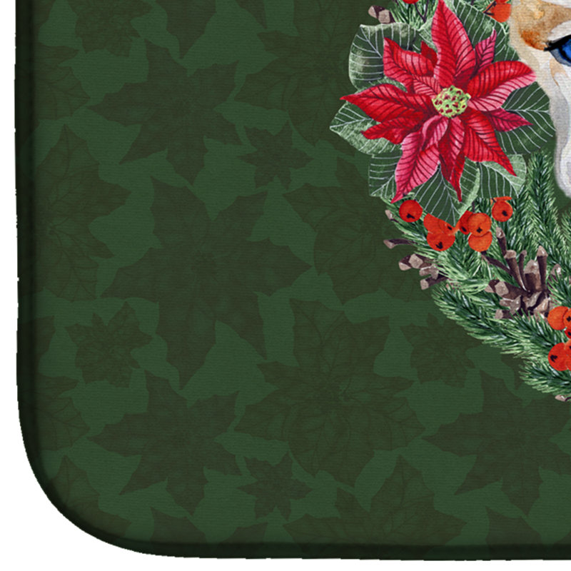Tapis de séchage en couronne sibérie husky poinsettia