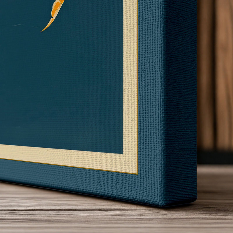 Golden Crab Geometric - Wrapped Canvas, 18x12 - 45.7 x 30.5 cm, Teal Border
