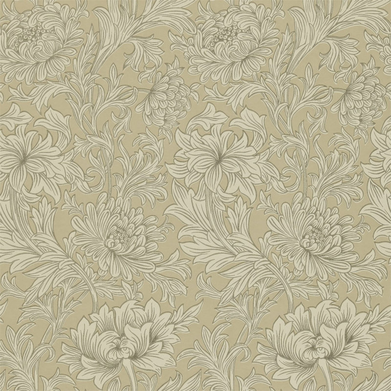 Chrysanthemum Toile Wallpaper, Ivory/Gold