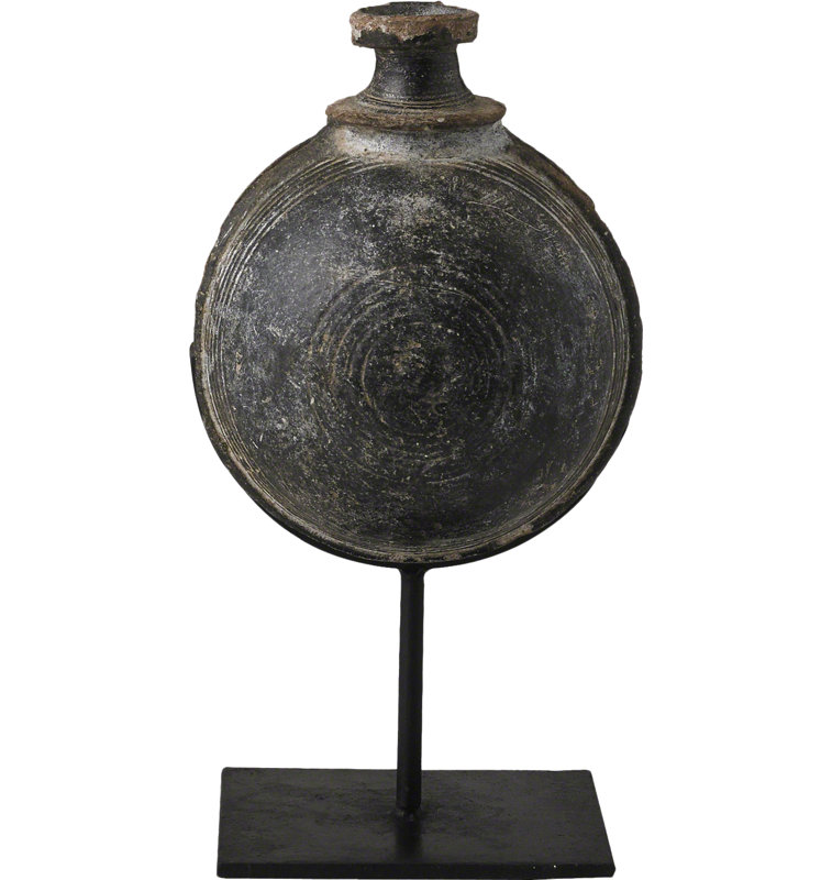 Antique Camel Water Pot on Stand, 13" H x 6.5" W x 6.5" D