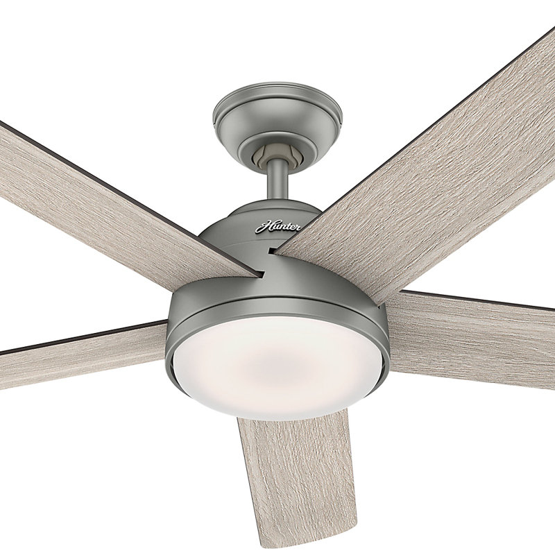 54" Romulus 5 - Blade LED Smart Standard Ceiling Fan with Remote Control and Light Kit Included, Matte Silver