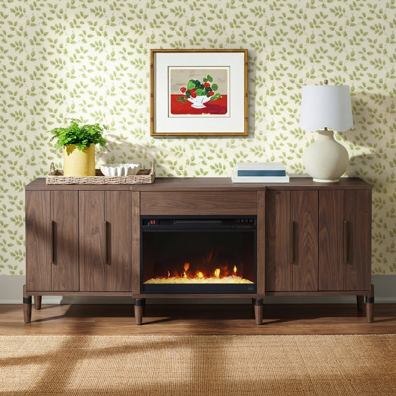 Conner TV Stand with Electric Fireplace, 16"H x 78"L x 28"W