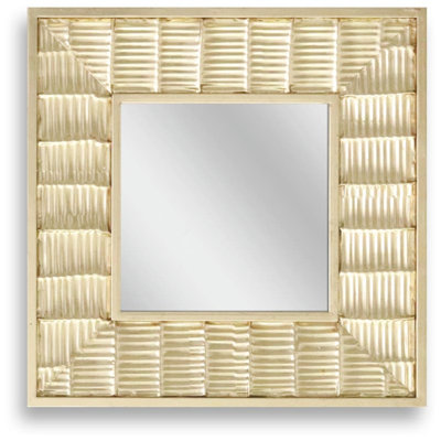 Textured Gold Frame Decorative Mirrored Wall Décor - 22" x 28" - Gold Frame