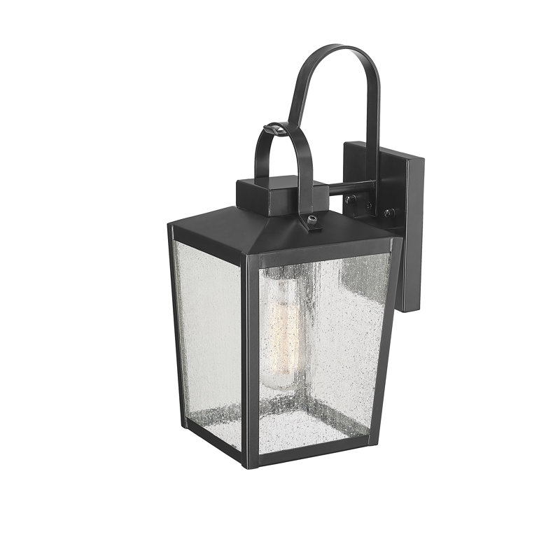 Keavi 1 Light Steel 16" Tall Outdoor Wall Sconce, Powder Coated Black, 17.88" H x 8" W