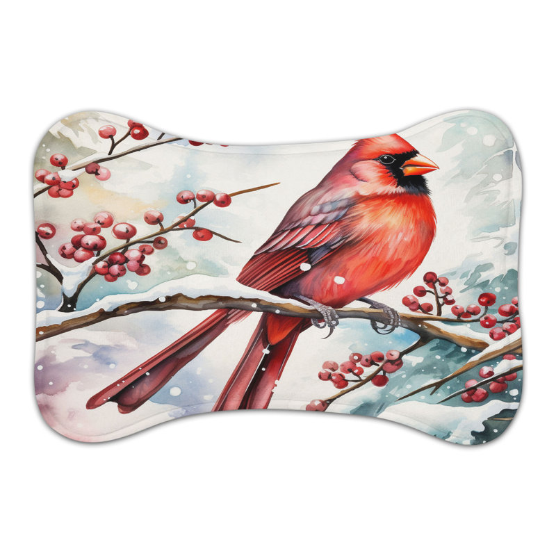 Winter Bird Art - Tapis d'alimentation en os 1 pièce, Petit (14 po)