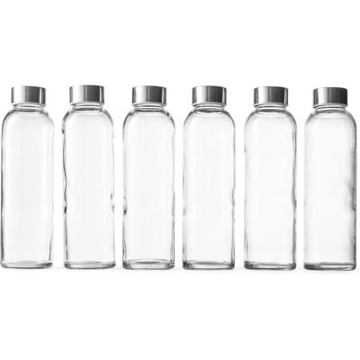 Textiles Hub Clear Glass Bottles With Lids Resuable Glass Water Bottles For Juicing With Stainless Steel Cap To Store Milk Smoothie Etc 100% Leak Proof Durable And