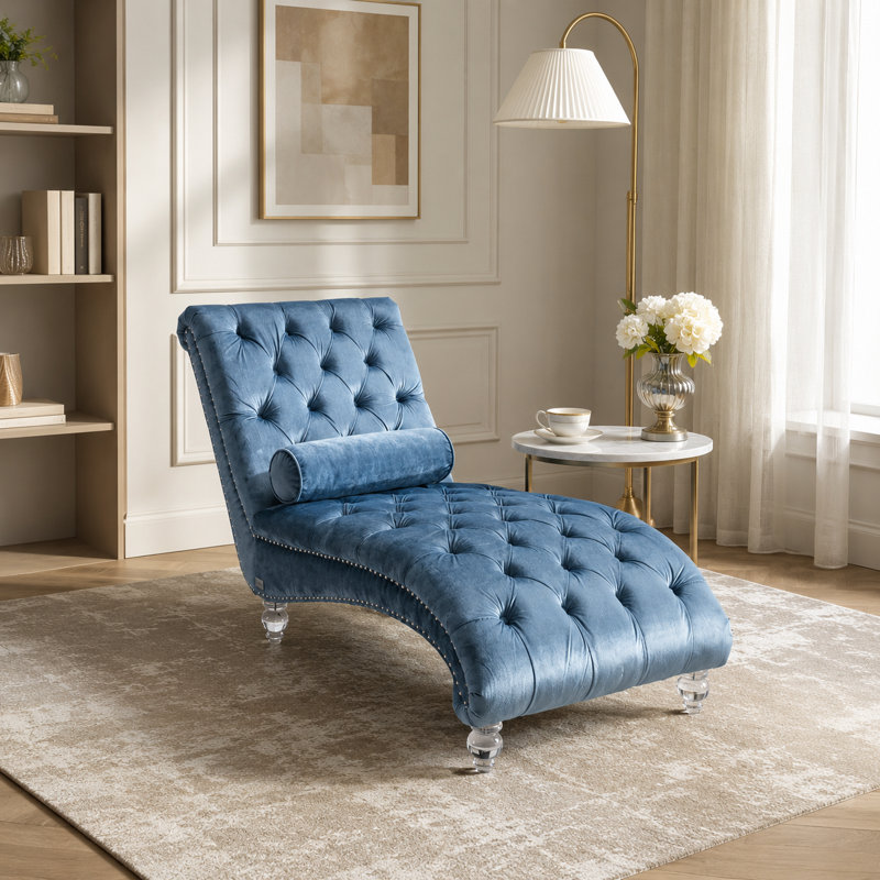 Méridienne Jenille, Velours bleu clair