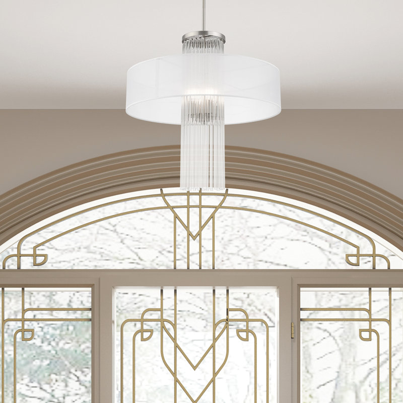 Lustre cylindrique unique à 4 lumières Hanson, Translucide