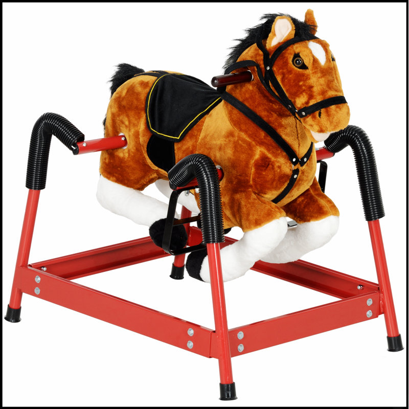 Cheval à bascule printanier, enfants avec sons réalistes et étriers de pied, idéal pour les enfants de 3 à 8 ans, interactif et amusant