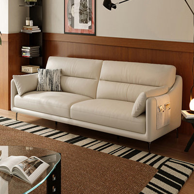 Causeuse-coussin standard en cuir véritable blanc