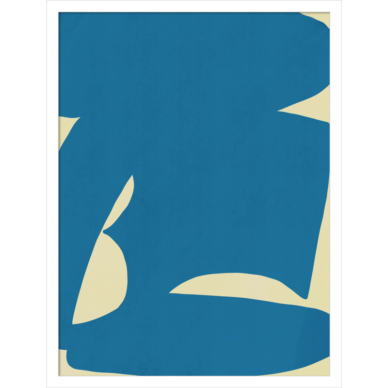 «B Cut Out In Blue» par Little Dean, reproduction d'art encadrée sur bois, Blanc, H 25 po x l 19 po