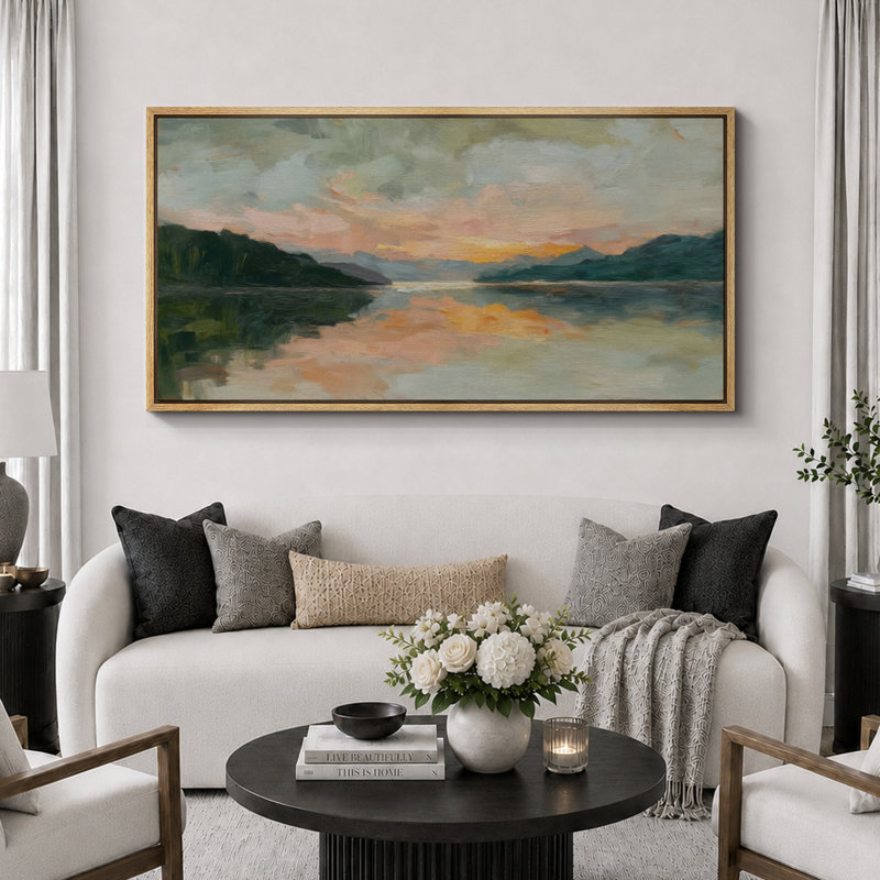 Grande impression sur toile encadrée, impression de paysage abstrait pour la décoration intérieure moderne, Naturel
