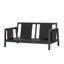 Ensemble de causeuse et table basse d'extérieur 2 pièces, structure en bois d'acacia avec textilène noir, coussins blancs hydrofuges, finition gris foncé pour le patio et la cour-1938470634