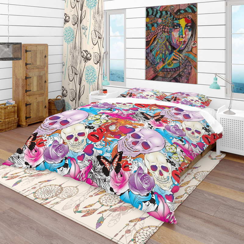 Ensemble de housse de couette bohème et éclectique, Housse de couette très grand + 2 taies décoratives