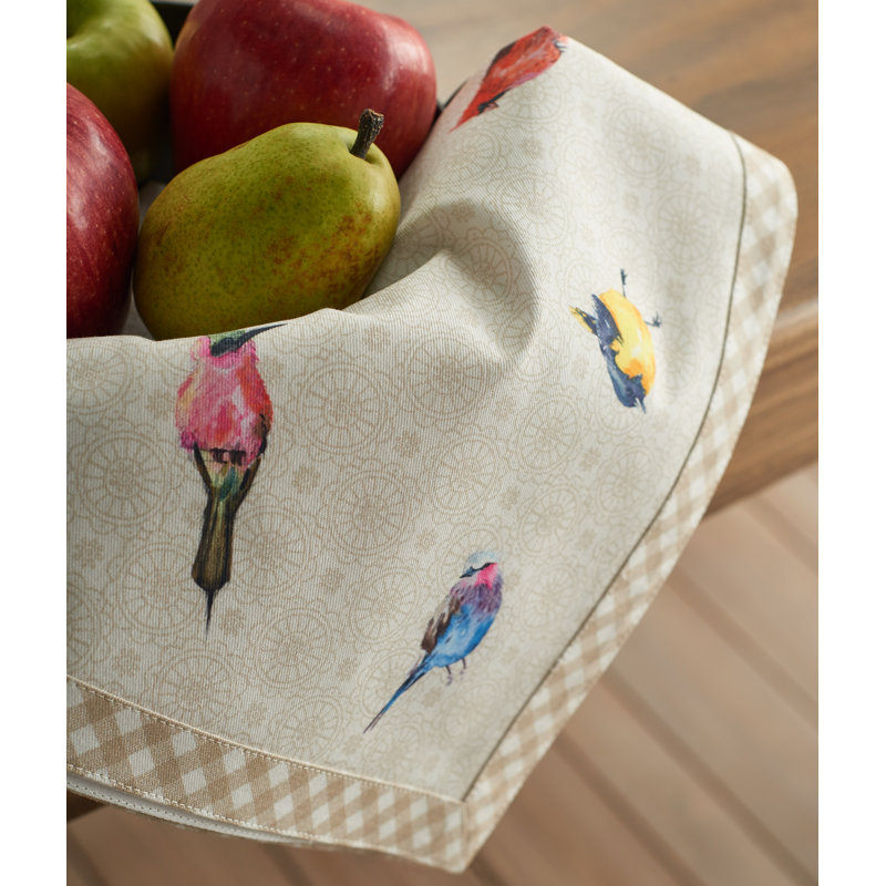 Serviette de coton 20 po oiseaux on wire
