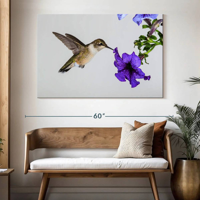 Brampt Purple Flower Hummingbird, 34" H x 51" W