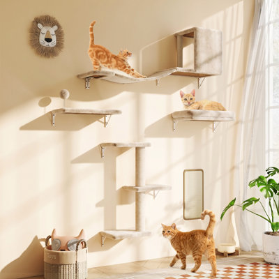 Meuble pour chat 5 pièces avec arbre à chat et poteau à griffes (beige)