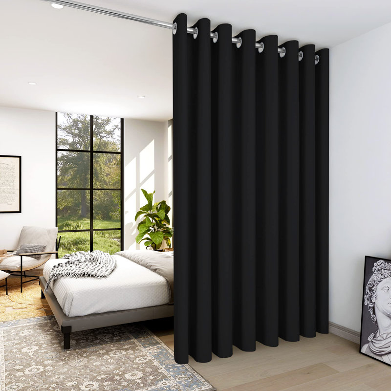 Large panneau de rideau occultant et isolant pour la porte de patio, 1 panneau, Noir, L 180 po x L 96 po
