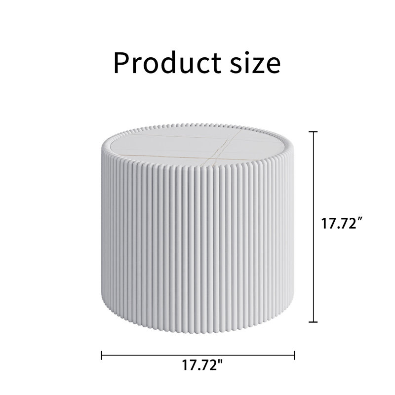 Table basse en bois fritté avec plateau cylindrique, Blanc lait