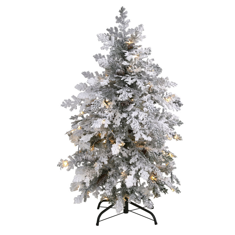 Arbre de Noël artificiel enneigé avec lumières DEL, H 4 pi