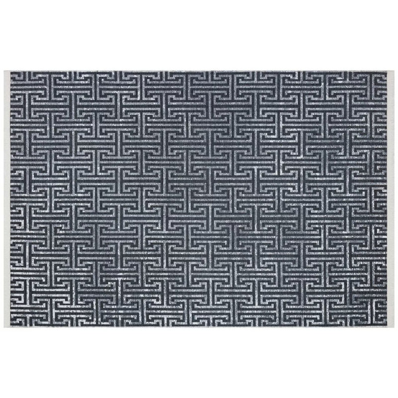 Tapis gris lavable Finleyville, Rectangle 5 pi 3 po x 7 pi 7 po